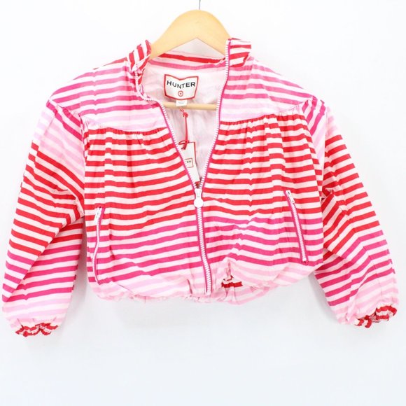 Hunter For Target Girls Striped Half-Zip Hooded Jacket Windbreaker S 6/6X NWT - Picture 1 of 10